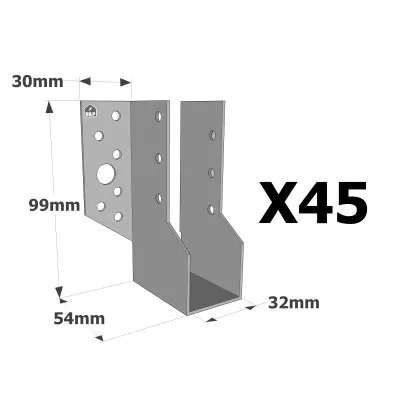 Sabots à ailes extérieures, gamme SBE ECONOMIQUE (épaisseur 1,5mm, profondeur 55mm) - Réf. SBE32/99_45