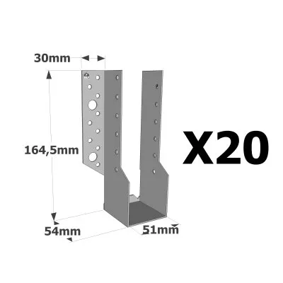 Sabots à ailes extérieures, gamme SBE ECONOMIQUE (épaisseur 1,5mm, profondeur 55mm) - Réf. SBE51/165_20