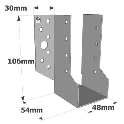 Sabots à ailes extérieures, gamme SBE ECONOMIQUE (épaisseur 1,5mm, profondeur 55mm) - Réf. SBE48/106