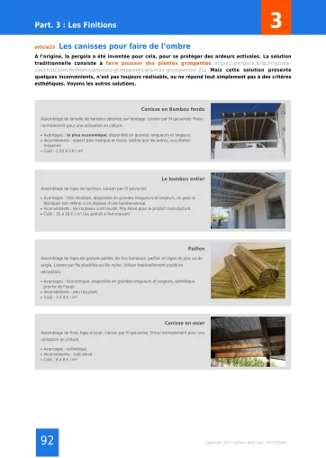 Extrait de la rubrique canisses pour faire de l’ombre