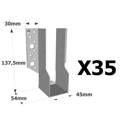 Sabots à ailes extérieures, gamme SBE ECONOMIQUE (épaisseur 1,5mm, profondeur 55mm) - Réf. SBE45/138_35