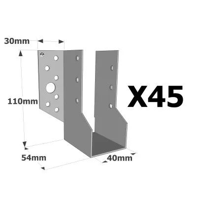 Sabots à ailes extérieures, gamme SBE ECONOMIQUE (épaisseur 1,5mm, profondeur 55mm) - Réf. SBE40/110_45