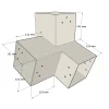 Dimensions du connecteur SUNDIY pente 20° Blanc RAL 9010 - 120mm à 3 directions - Forme L4