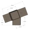 Dimensions du connecteur SUNDIY pente 20° Gris Taupe RAL 7006 - 120mm à 4 directions - Forme T2