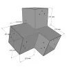 Dimensions du connecteur SUNDIY pente 20° Gris aluminium RAL 9006 - 120mm à 3 directions - Forme L4