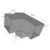 Dimensions du connecteur SUNDIY pente 20° Gris aluminium RAL 9006 - 120mm à 3 directions - Forme L3